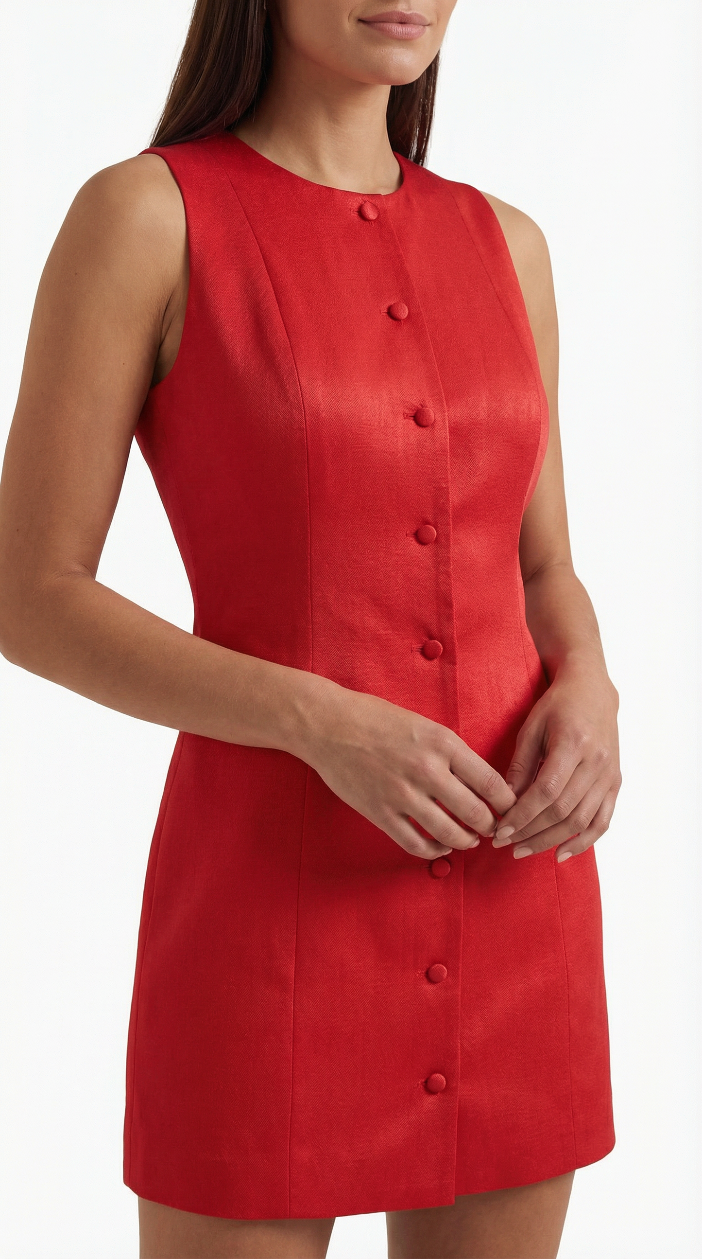 Sleeveless Button-Up Mini Dress