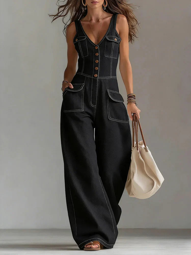 Sophie | Relaxed Wide-Leg Denim Jumpsuit