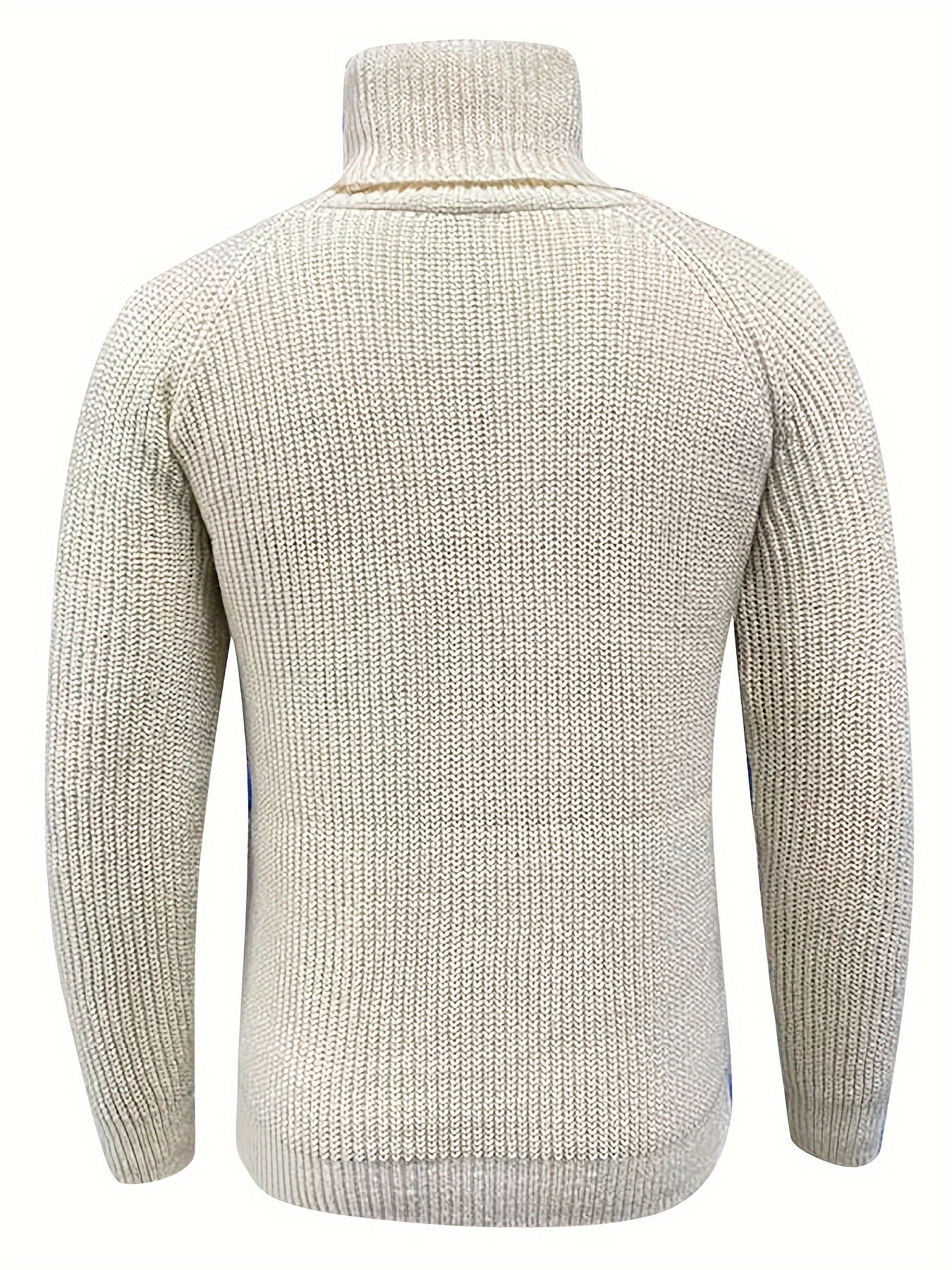 Suéter de cuello alto acanalado liso para hombre