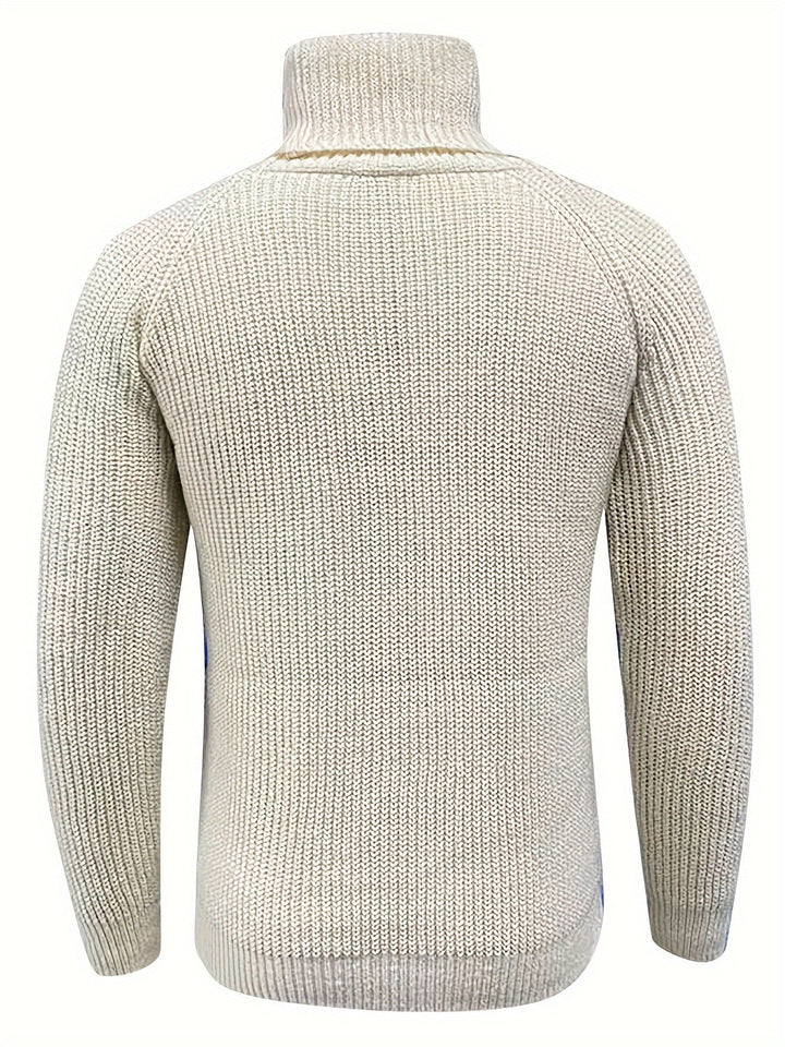 Men Solid Ribbed Turtleneck Sweater