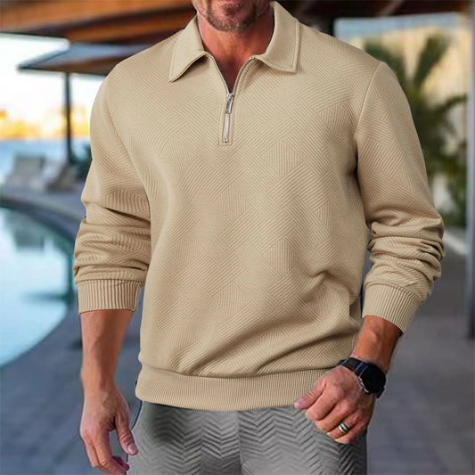 Men’s Casual Textured Design Half Zip Sweater