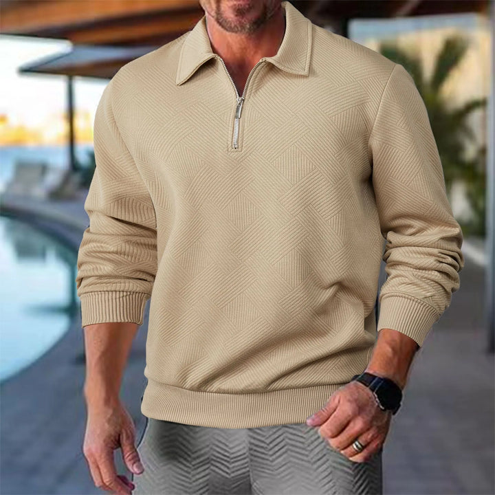 Men’s Casual Textured Design Half Zip Sweater