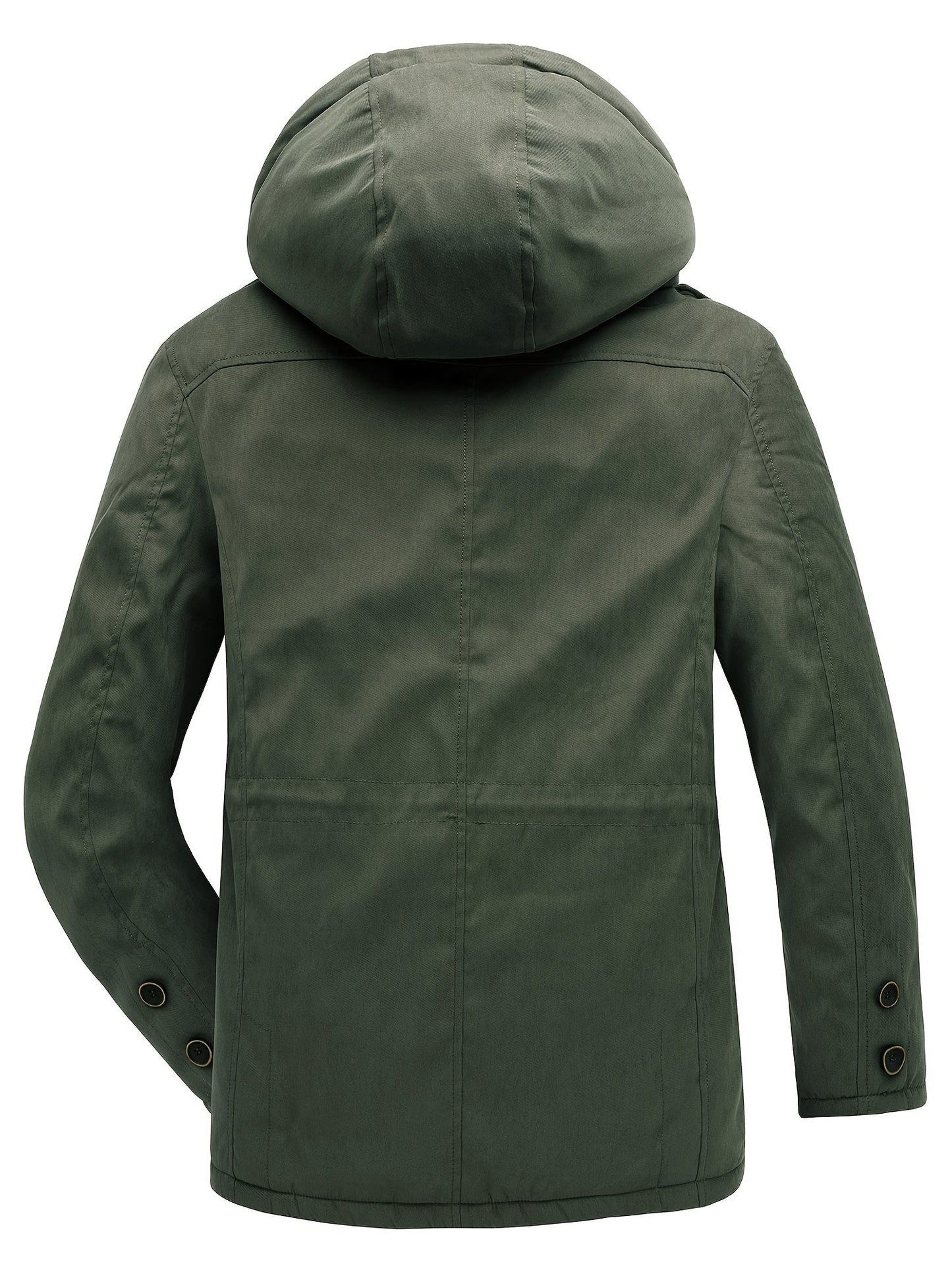 Chaqueta utilitaria con capucha, gruesa y cálida para hombre