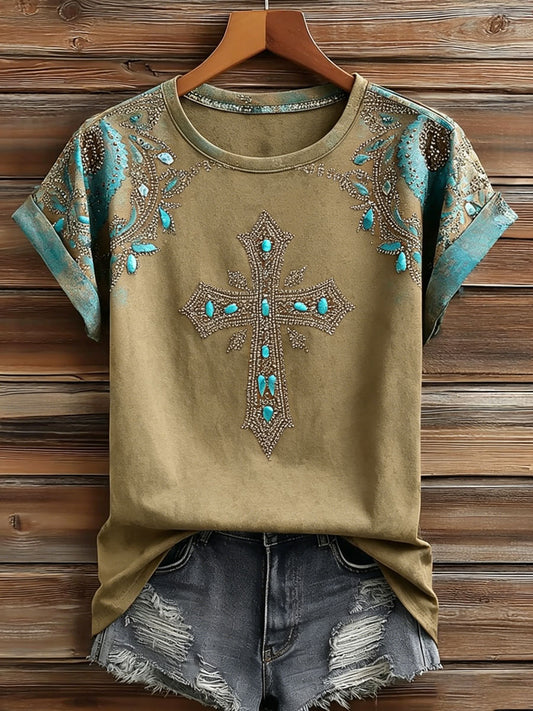 Women's Casual Retro Western-Style Faith T-Shirt