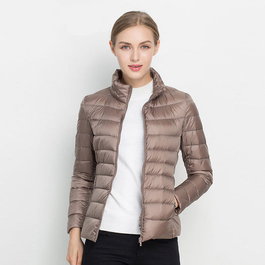 Abrigo de invierno de mujer estilo puffer entallado