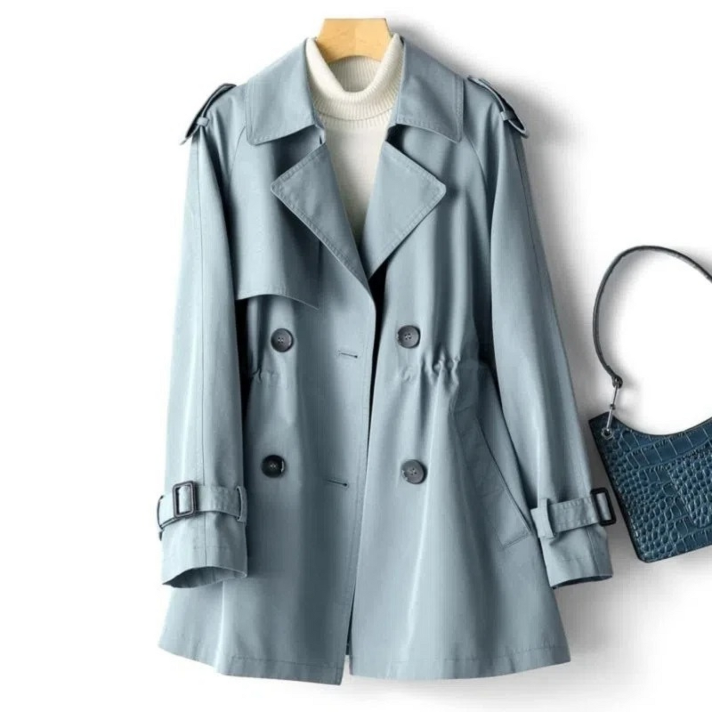 Women’s Fashionable Belted Double-Breasted Coat