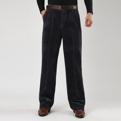 Pantalones plisados casuales de tiro alto para hombre