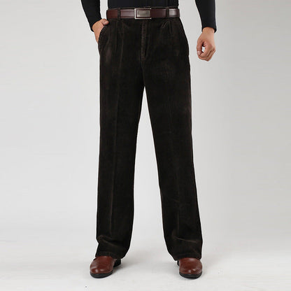 Pantalones plisados casuales de tiro alto para hombre