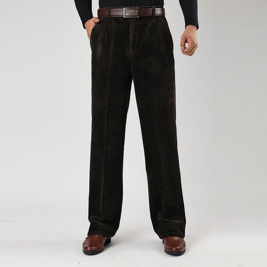 Pantalones plisados casuales de tiro alto para hombre