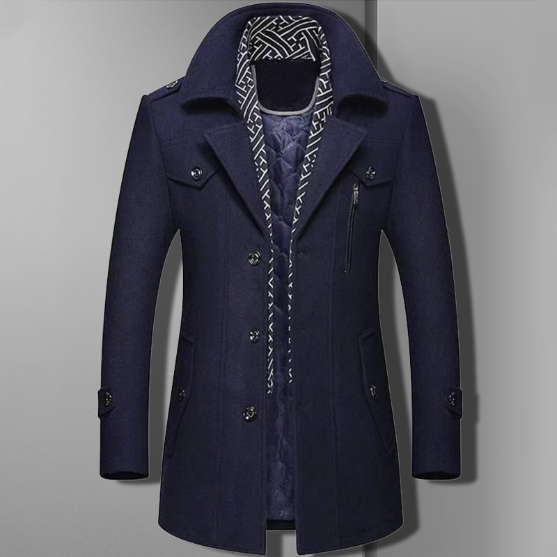 Men’s Double Breasted Military Style Overcoat
