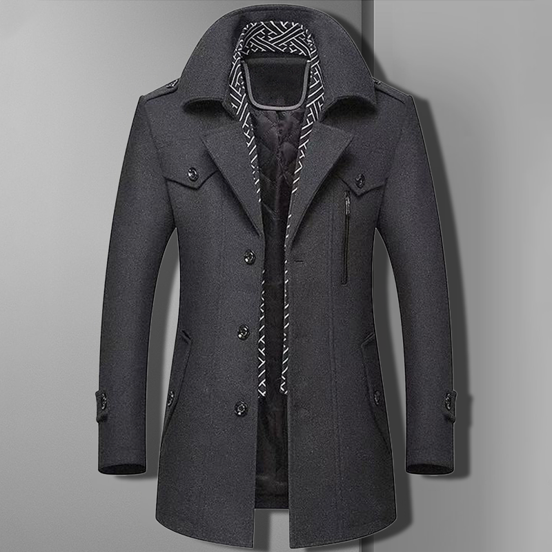 Men’s Double Breasted Military Style Overcoat
