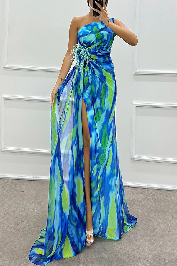 Women’s One Shoulder Slit Maxi Dress