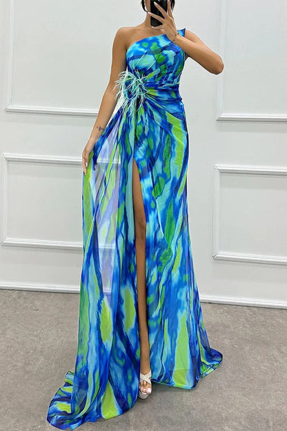 Women’s One Shoulder Slit Maxi Dress