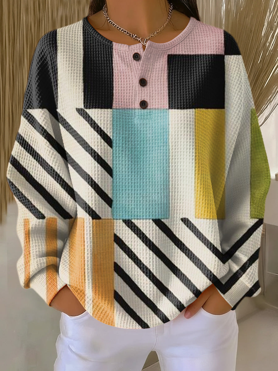 Sweater with Colorful Check Pattern