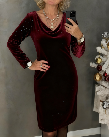 Shimmering Finish Straight-Cut Dress