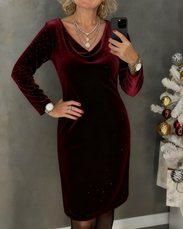 Shimmering Finish Straight-Cut Dress