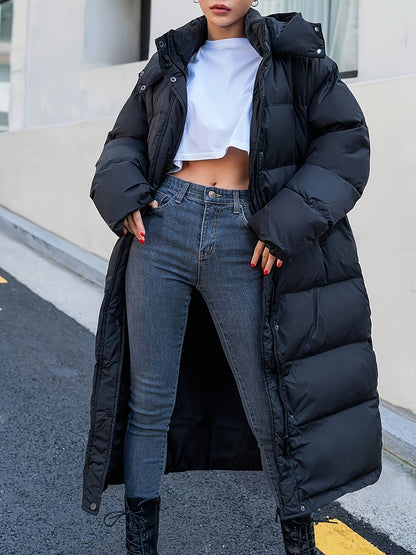 Long Women's Puffer Jacket with Hood