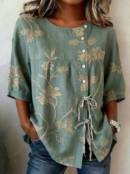 Women'S Floral Art Printed Casual Shirt
