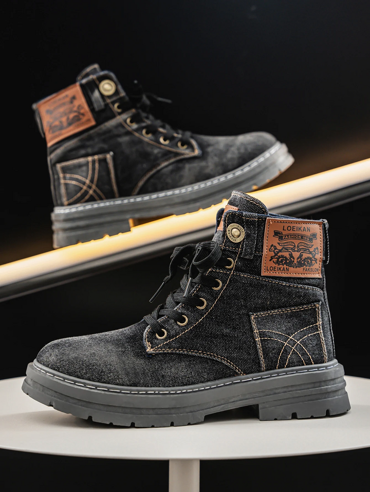 Denim Lace-Up Utility Boots