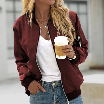 Women’s Casual Zip Up Bomber Jacket