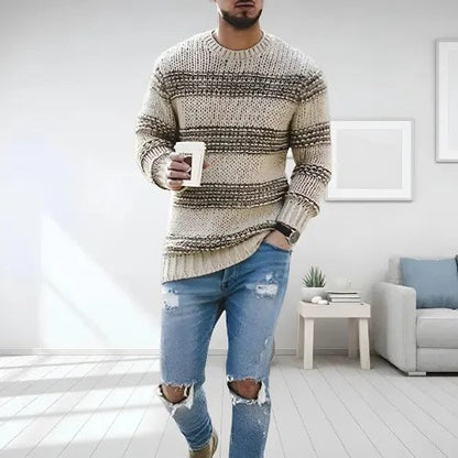 Classic Striped Knit Pullover Sweater