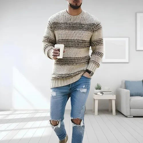 Classic Striped Knit Pullover Sweater