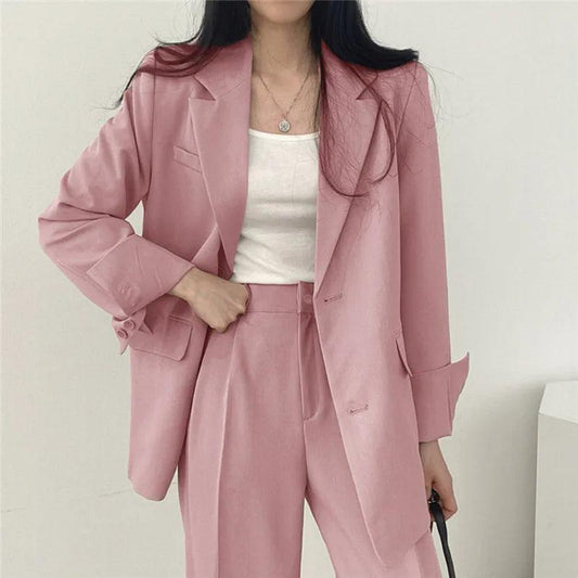 Conjunto de pantalón y blazer largo a medida