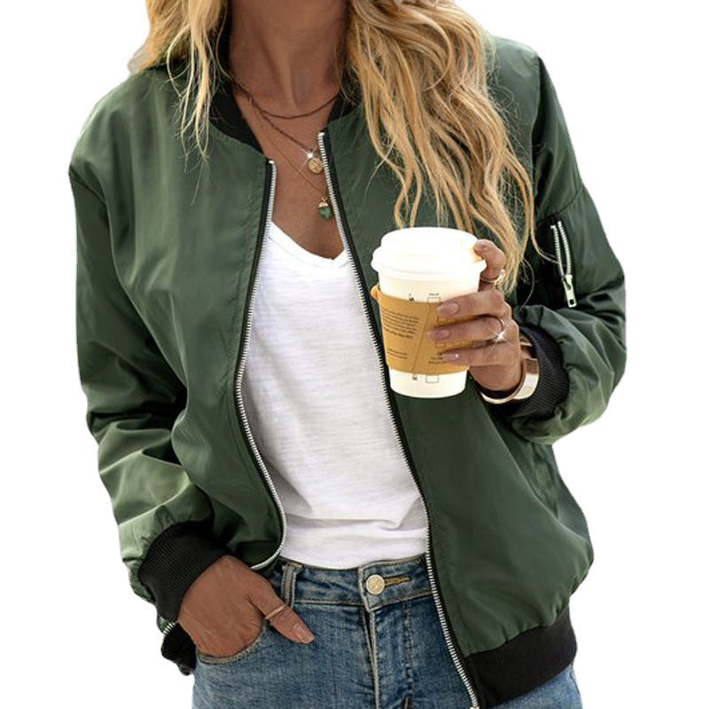 Women’s Casual Zip Up Bomber Jacket