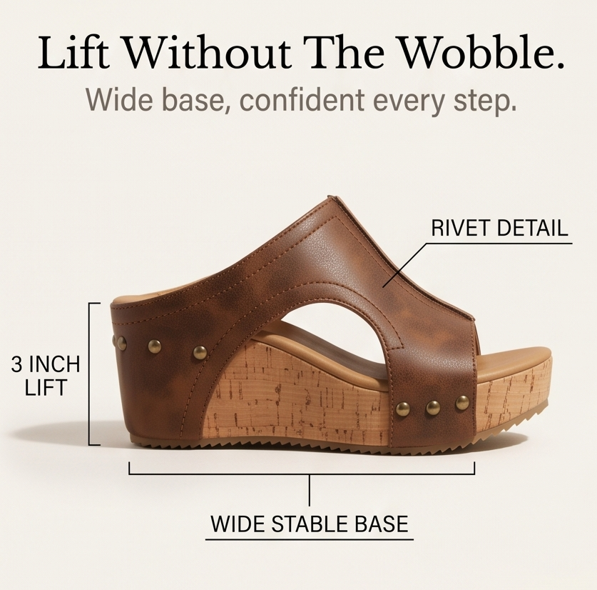 Lumera™ - Studded Cork Wedge Sandals