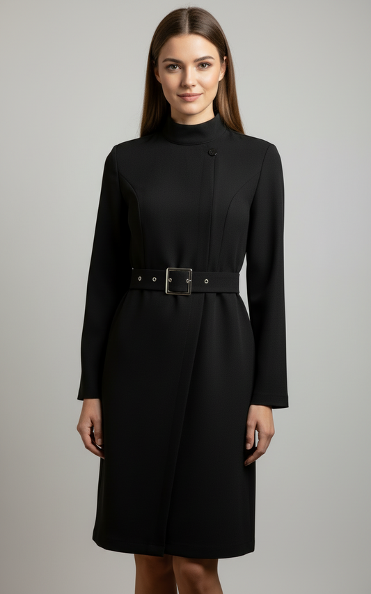 Women’s Winter Belted Midi Coat Dress