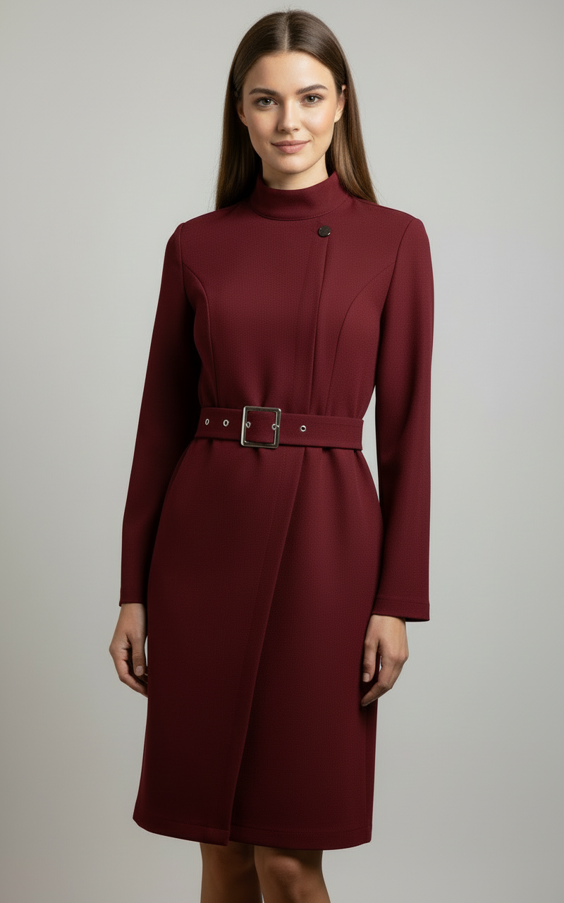 Women’s Winter Belted Midi Coat Dress