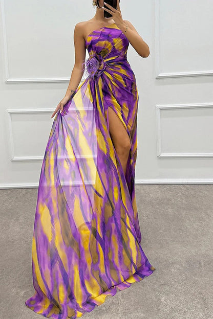 Women’s One Shoulder Slit Maxi Dress