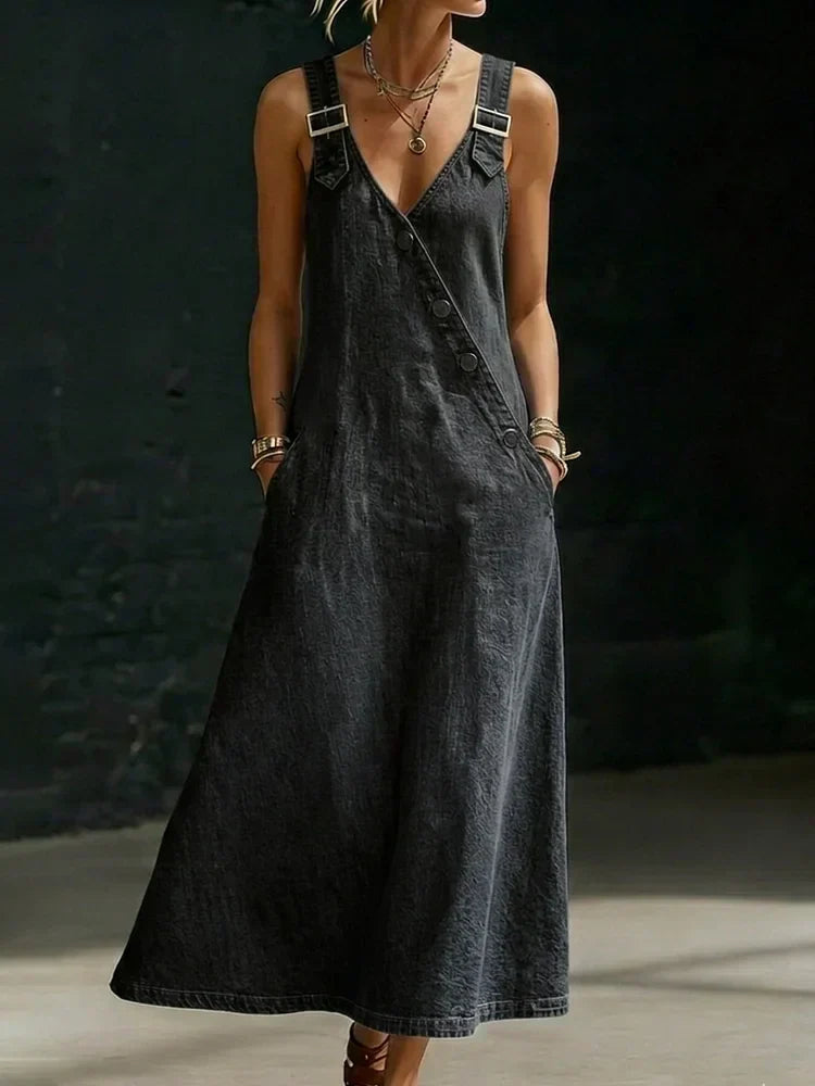Vera | Long Denim Dress with Buttons