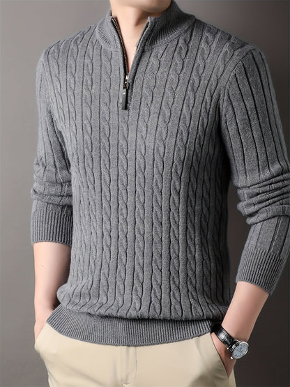 Men Ribbed Pattern Warm Winter Sweater