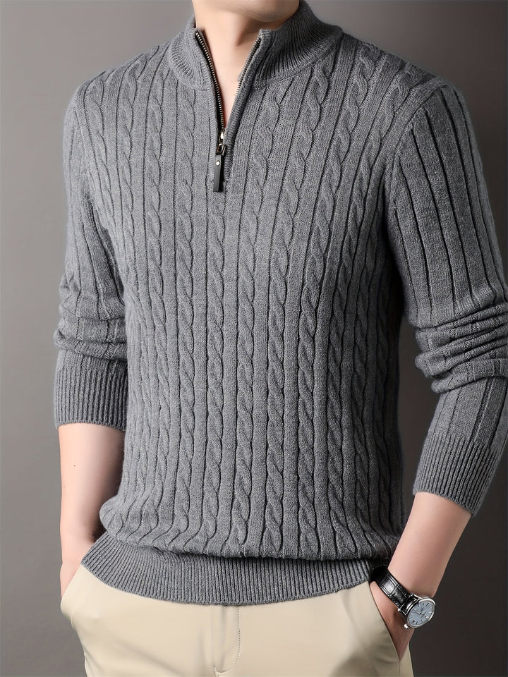 Men Ribbed Pattern Warm Winter Sweater