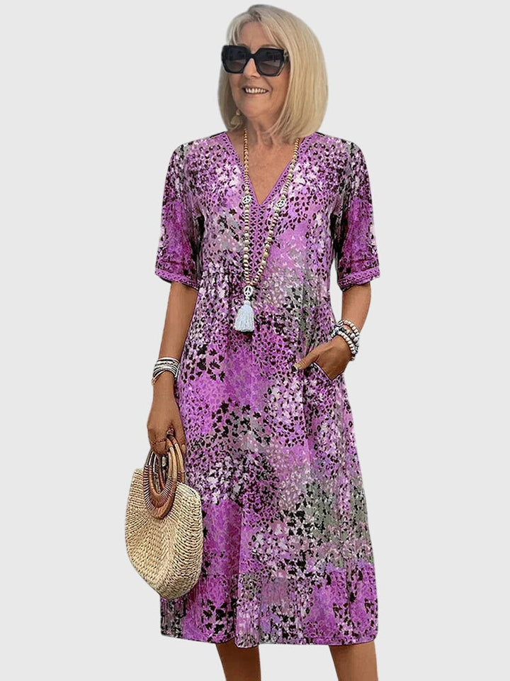 Yvonna | Vestido midi elegante con estampado floral