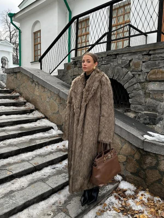 Women's Solid Color Open Faux Fur Coat