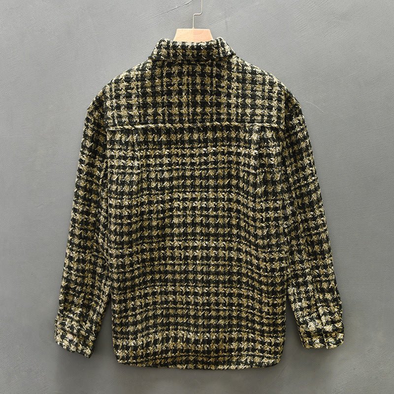 Men's Casual Houndstooth Button-Up Shirt