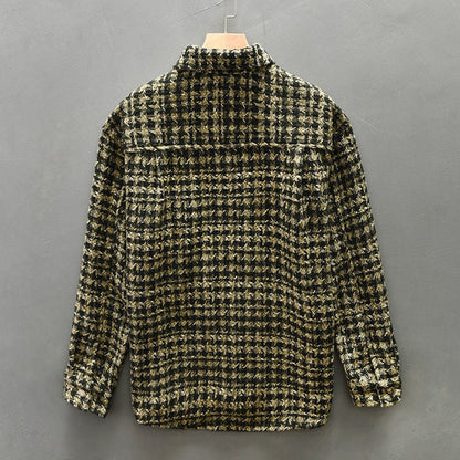Men's Casual Houndstooth Button-Up Shirt