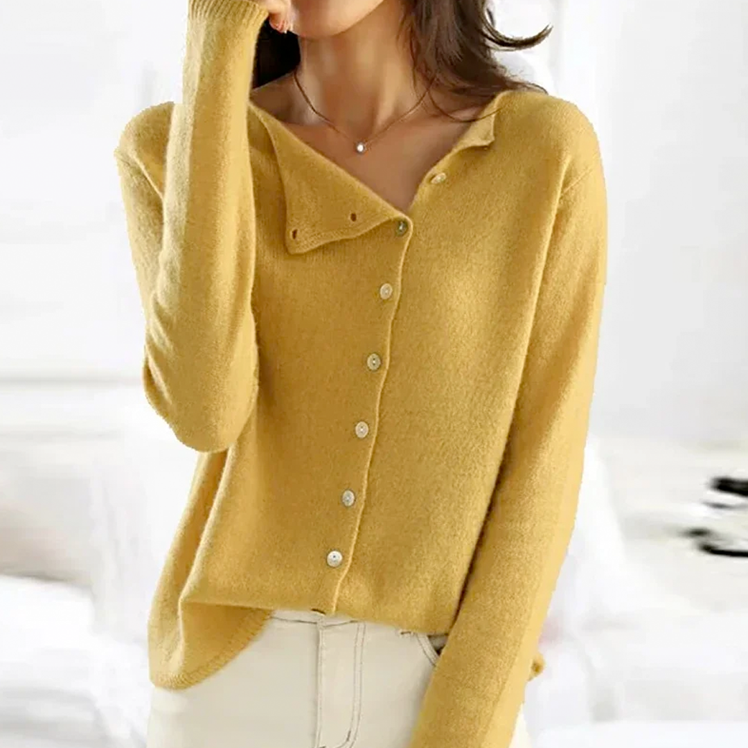 Suéter Elegante de Mujer con Cuello V y Botones