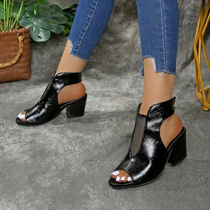 Vasilisa - Peep Toe Block Heel Sandals