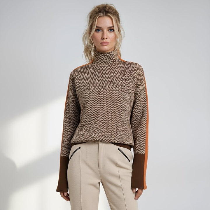 Turtleneck with Contrasting Stripes