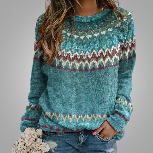 Comfortable Retro Wave Pattern Sweater