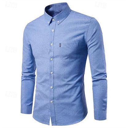 Men's Casual Button-Down Shirt with Chest Pocket