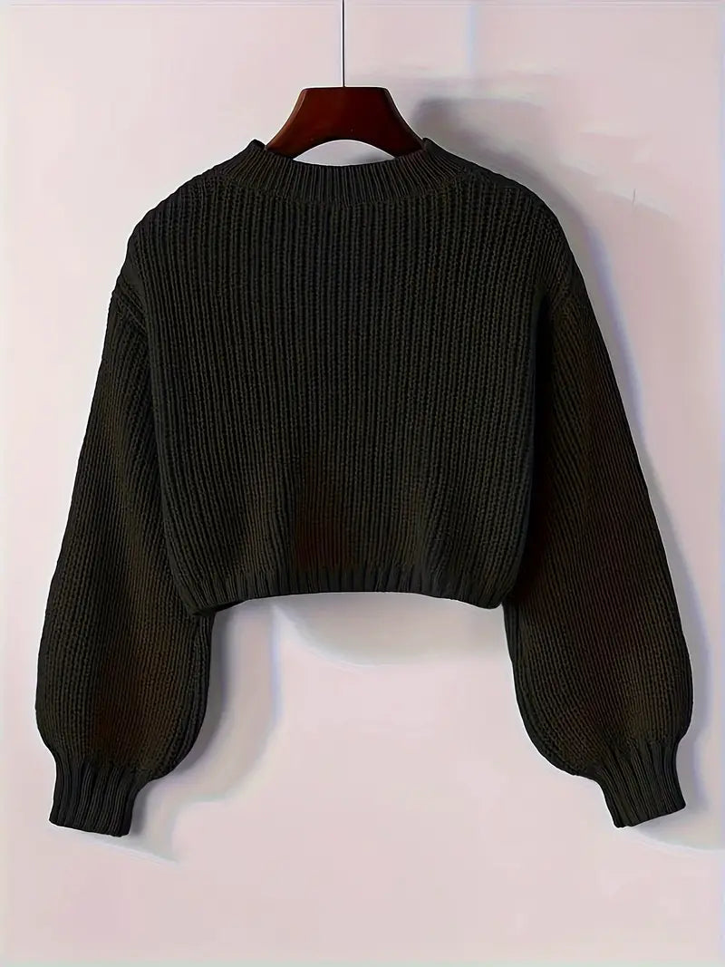 Women’s Winter Cropped Ribbed Knit Sweater