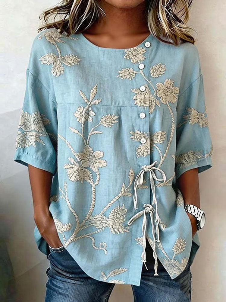 Women'S Floral Art Printed Casual Shirt