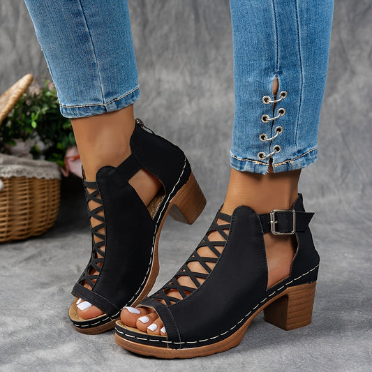 Lattice-Heel Sandals