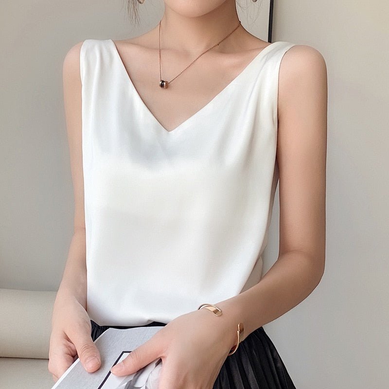 Women’s Classic Relaxed Fit Draped Satin Tanks