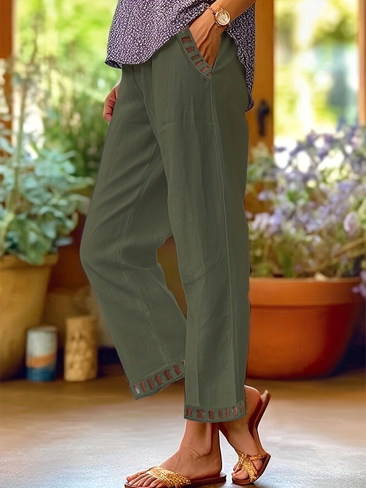 Pantalones cropped holgados con ribete en contraste