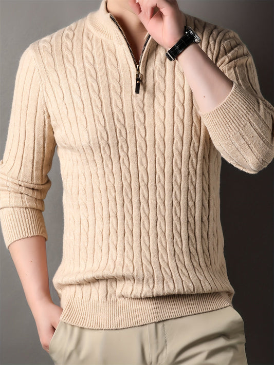 Men Ribbed Pattern Warm Winter Sweater